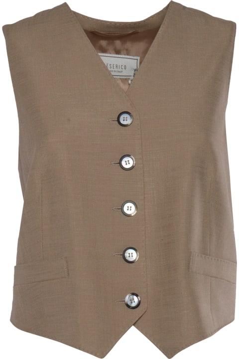 Peserico Coats & Jackets for Women Peserico Single-breasted Brown Waistcoat