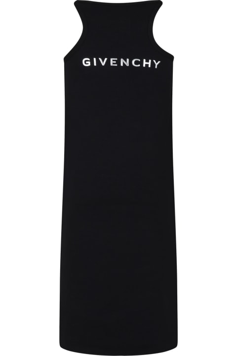 Givenchy for Girls Givenchy Black Dress For Girl With Metal Logo