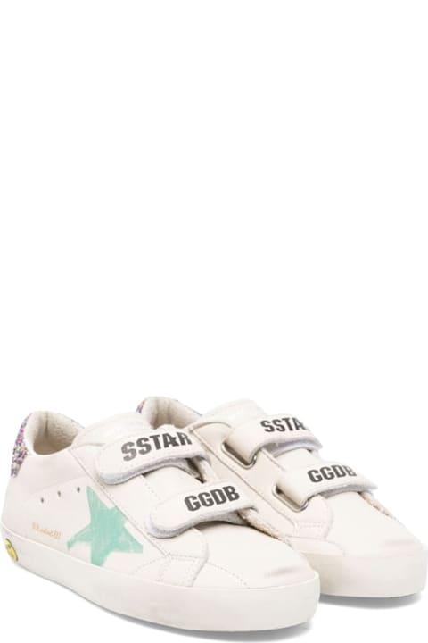 Golden Goose Shoes for Girls Golden Goose Old School Leather Upper And List Printed Star Glitter Heel