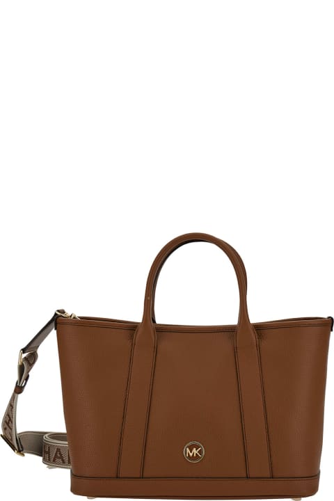 ウィメンズ MICHAEL Michael Korsのトートバッグ MICHAEL Michael Kors 'luisa' Beige Tote Bag With Mk Logo Detail In Grain Leather Woman