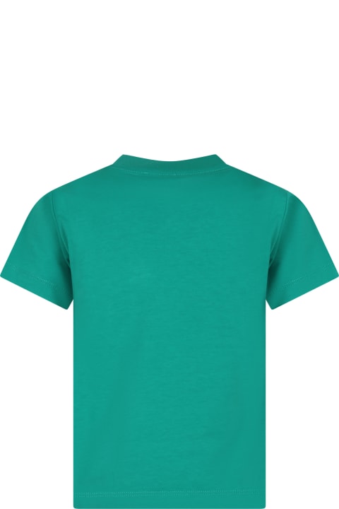 Moncler for Kids Moncler Green T-shirt For Boy With Logo