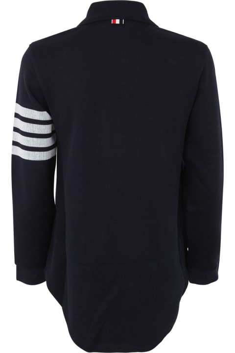 Fashion for Women Thom Browne Long Sleeve Button Down A-line Shirt In Double Face Knit With Eng 4bar