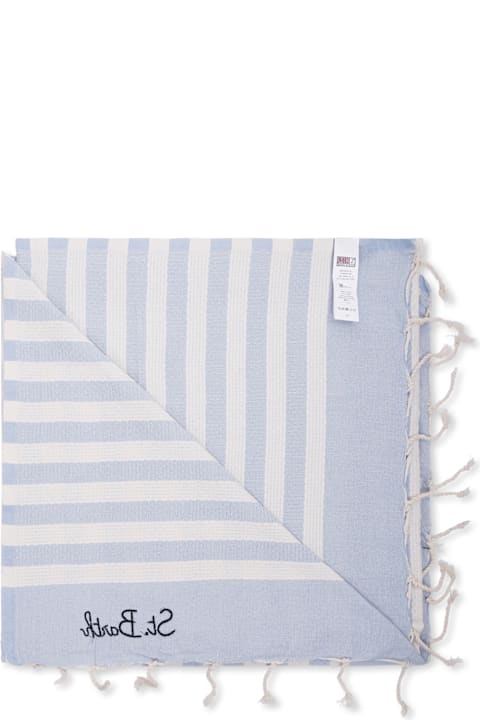 MC2 Saint Barth Accessories & Gifts for Boys MC2 Saint Barth Light Blue Beach Towel For Boy With Logo