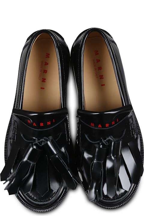 Marni أحذية لـ أولاد Marni Black Loafers For Kids With Logo
