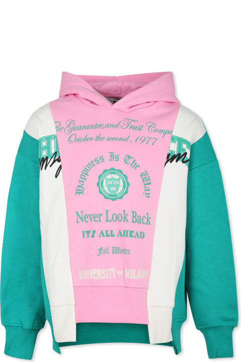 Fashion for Kids MSGM Green Sweatshirt For Girl With Logo