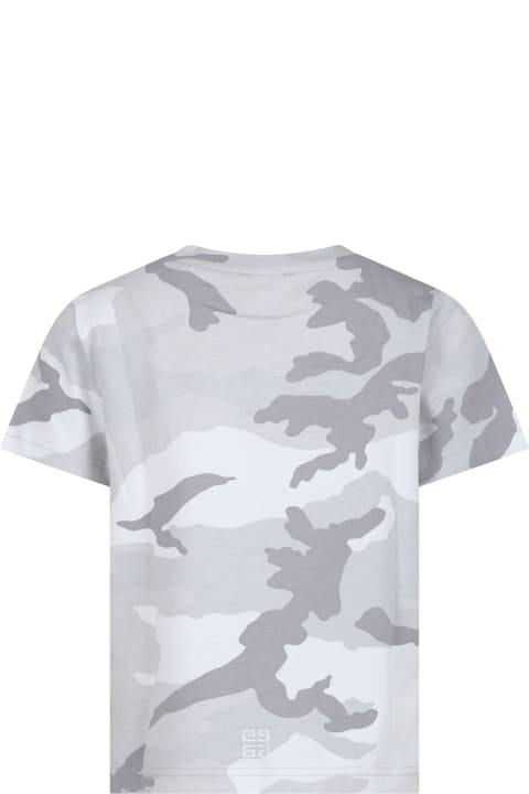 ボーイズ トップス Givenchy Gray T-shirt For Boy With Camouflage Print