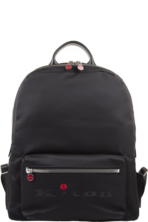 Backpacks for Men Kiton Black Nylon Backpack With Logo