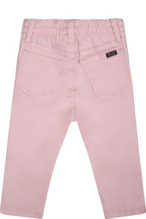 Ralph Lauren Bottoms for Baby Girls Ralph Lauren Pink Jeans For Baby Girl With Logo