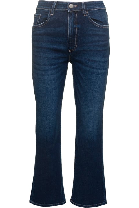 'pam' Blue Five-pockets Flared Jeans In Cotton Blend Denim Woman