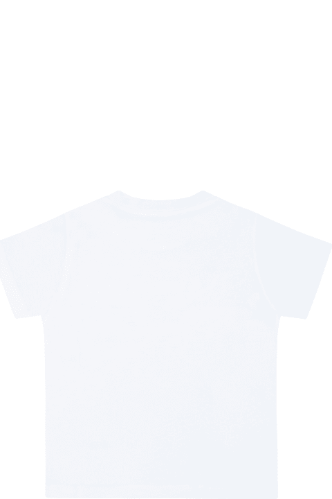 White T-shirt For Kids With Golden Logo