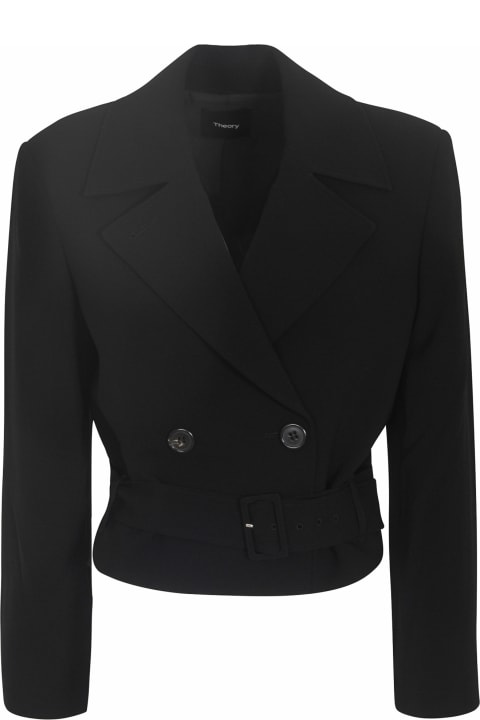 Theory Clothing for Women Theory Double-breast Crop Belted Blazer