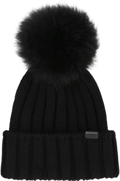 Woolrich Hats for Women Woolrich Knitted Wool Beanie With Pom-pom