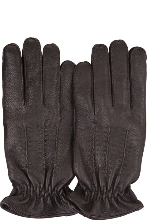 Orciani Gloves for Men Orciani Drummed Gloves In Dark Brown Leather