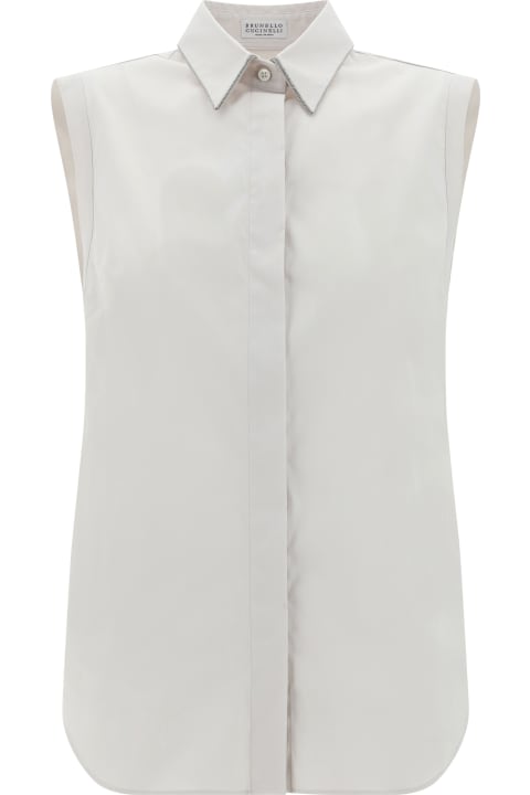 Topwear for Women Brunello Cucinelli Sleeveless Shirt With Monili Details