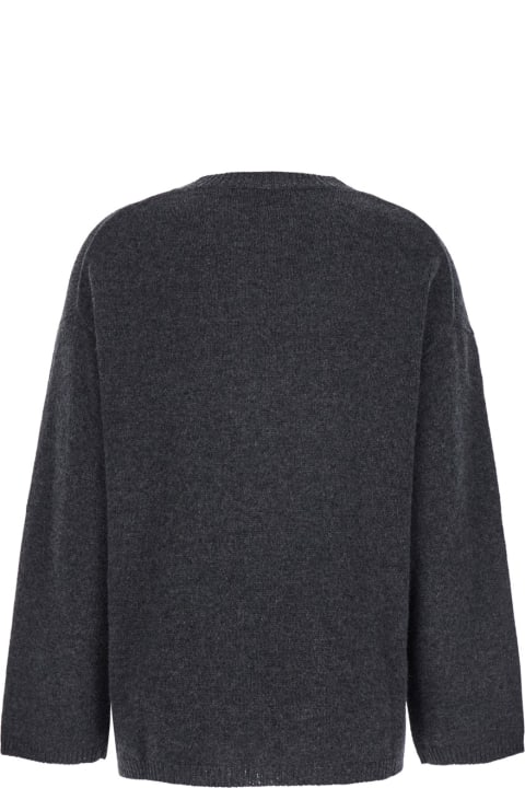 Homeware Allude Grey Relaxed Crewneck Sweater In Cashmere Woman