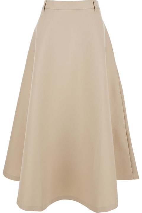 Róhe Clothing for Women Róhe Beige Flared A-line Skirt With Belt Loops In Cotton Woman