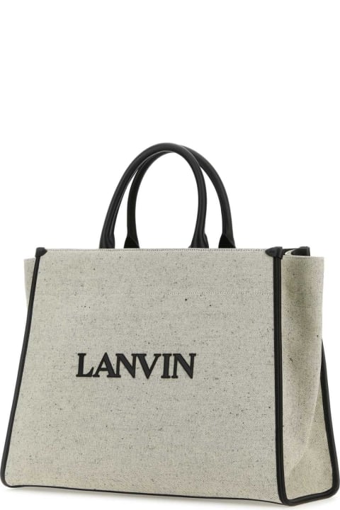 Fashion for Women Lanvin Melange Grey Cotton Blend Medium In & Out Shopping Bag