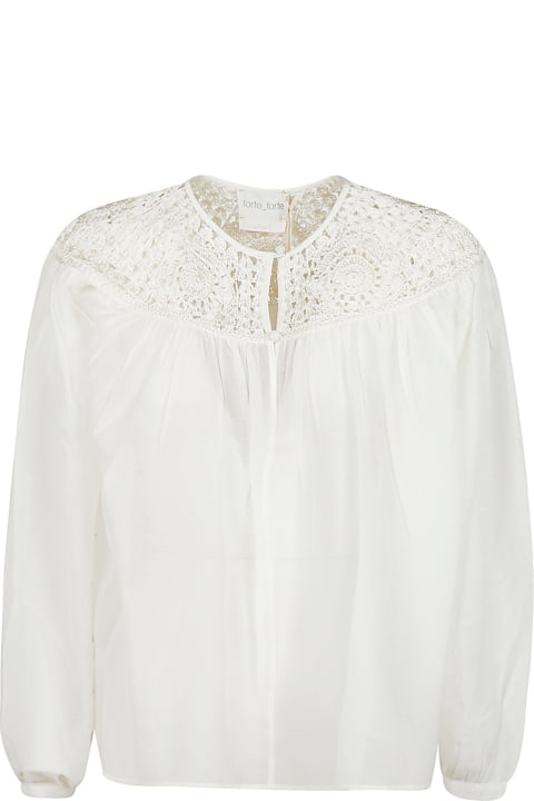 Forte_Forte Women Forte_Forte Perforated Paneled Long-sleeved Blouse