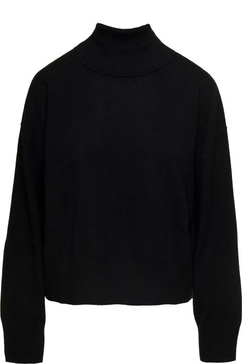 Fashion for Women Parosh Black Mock Neck Sweatshirt With Long Sleeves In Cashmere Woman
