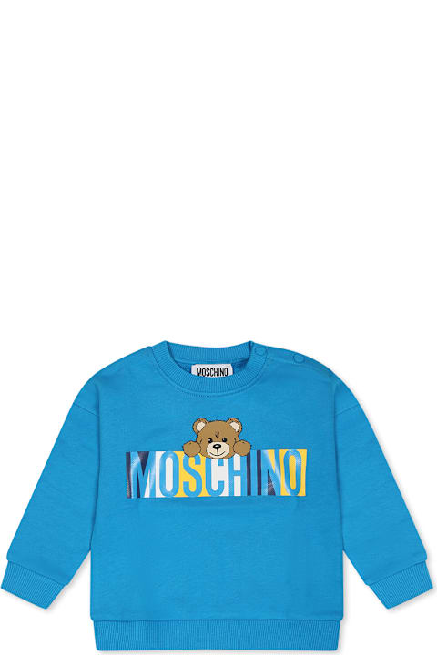 Moschino Sweaters & Sweatshirts for Women Moschino Light Blue Sweatshirt For Baby Boy With Teddy Bear