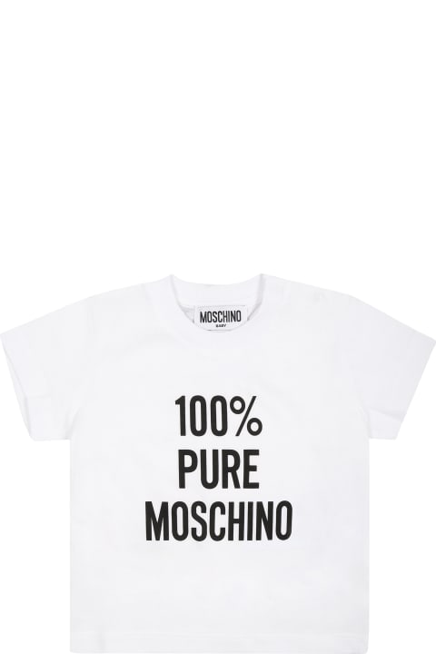 Topwear for Baby Boys Moschino White T-shirt For Babies With Print
