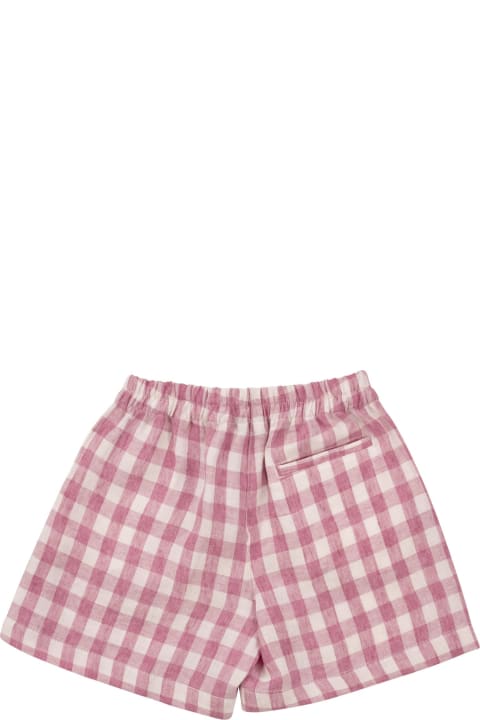Il Gufo Bottoms for Girls Il Gufo Checked Linen Bermuda Shorts