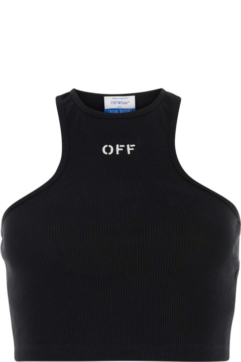 Off-White for Women Off-White Black Stretch Cotton Crop Top