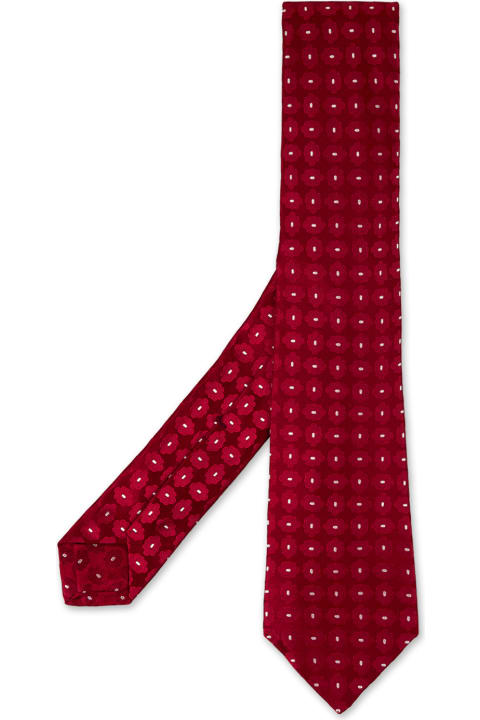 Ties for Men Kiton Red Tie With Floral Pattern