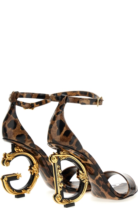 Dolce & Gabbana for Women Dolce & Gabbana Animal-print Sandals With Logo Heel
