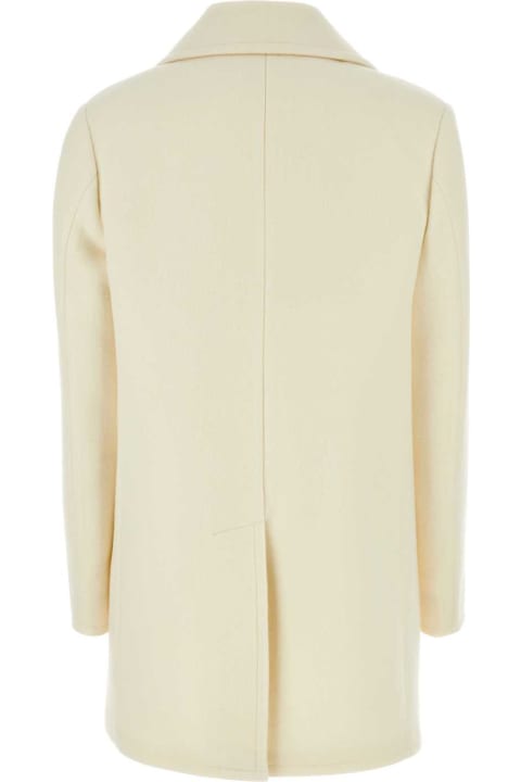Coats & Jackets for Women Prada Ivory Wool Blend Coat