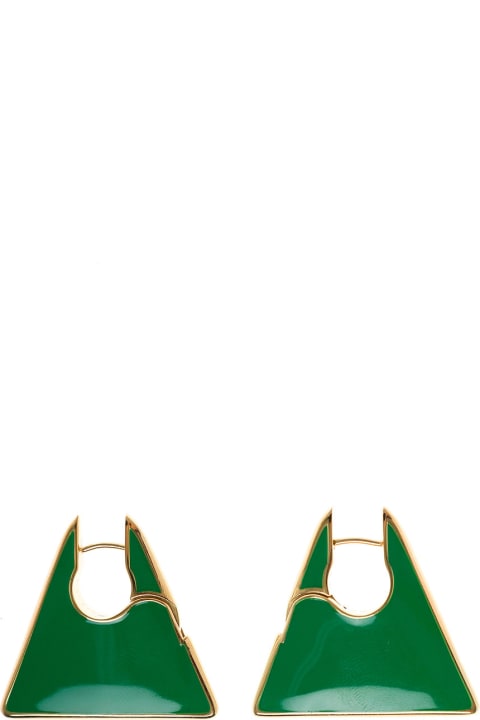 Green Lacquered Silver Earrings