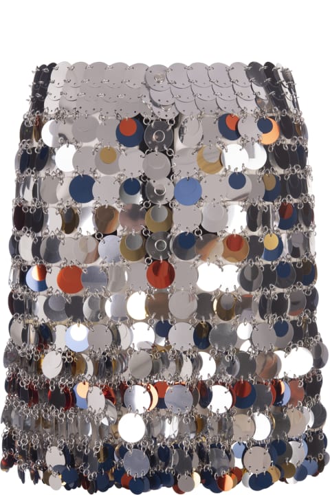 Paco Rabanne for Women Paco Rabanne Short Silver Skirt With Multicolor Sequins