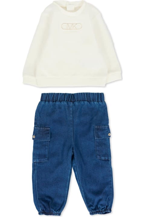 أدوات منزلية Michael Kors Ivory Suit For Baby Girl With Logo