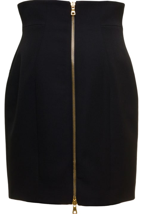 Black Wool Pencil Skirt Balmain Woman
