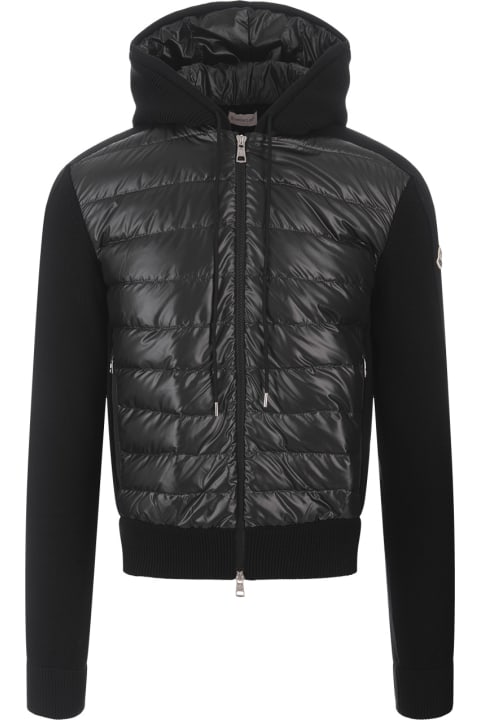 Moncler Sweaters for Men Moncler Padded Tricot Cardigan With Hood In Black