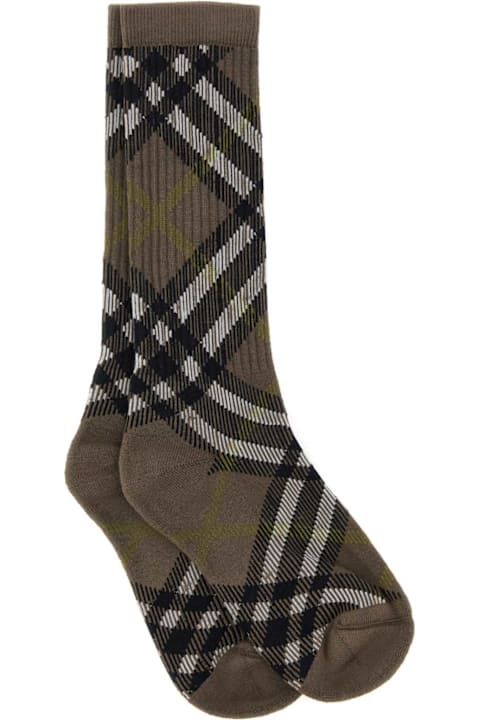 Underwear & Nightwear for Women Burberry Embroidered Stretch Cotton Blend Socks