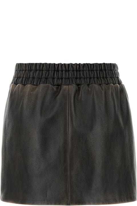 Miu Miu Skirts for Women Miu Miu Dark Brown Nappa Leather Mini Skirt