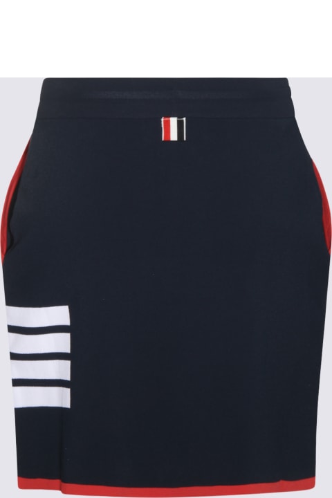 Thom Browne for Women Thom Browne Navy Viscose Blend 4-bar Mini Skirt