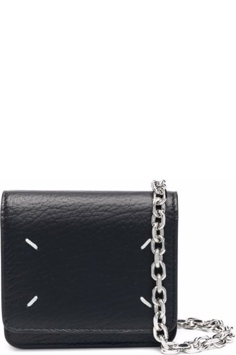 Maison Margiela Accessories for Women Maison Margiela Black Wallet With Silver-tone Chain And Stitching Detail In Leather Woman