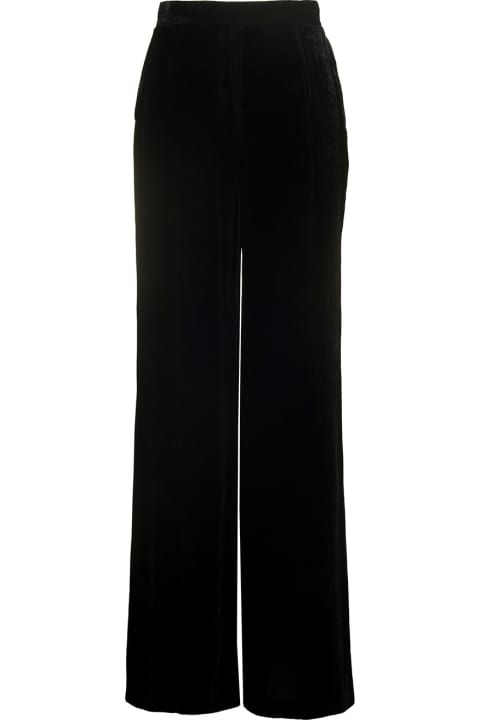 ウィメンズ Alberta Ferrettiのパンツ＆ショーツ Alberta Ferretti Loose Black Pants With Invisible Zip In Velvet Woman