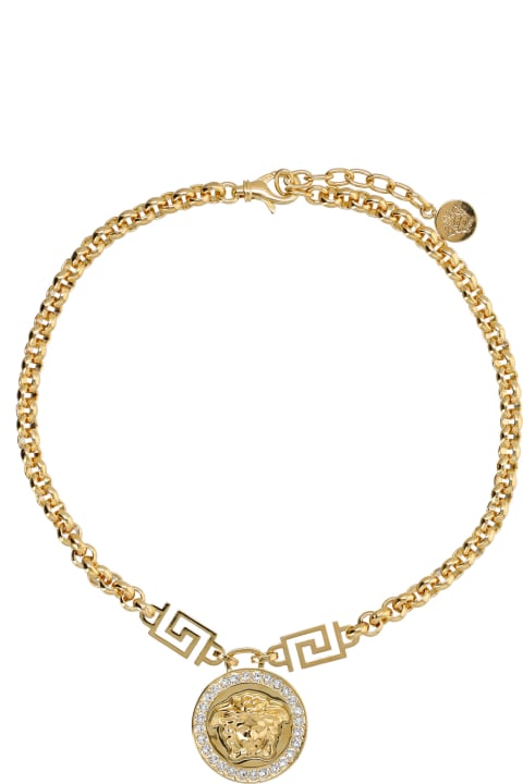 Versace Jewelry for Women Versace Crystal La Medusa Greca Necklace