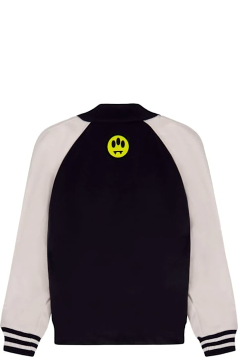 Homeware Barrow Black And White Bomber Jacket With Smile And Logo Lettering