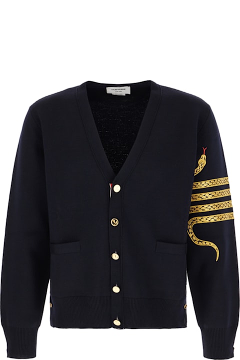 Thom Browne for Men Thom Browne Midnight Blue Wool Cardigan