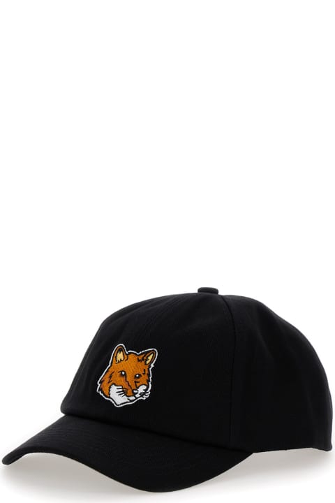 Homeware Maison Kitsuné Black Baseball Cap With Fox Head Patch In Cotton Woman