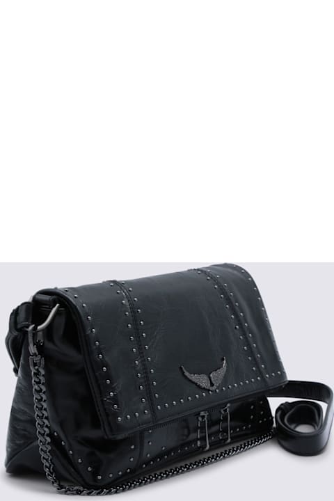 Zadig & Voltaire for Men Zadig & Voltaire Black Leather Rock Ii Vintage Patent Studs Shoulder Bag