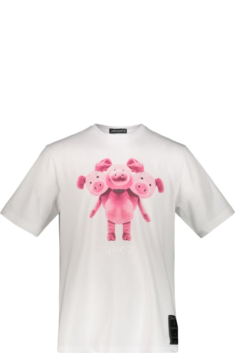 Drhope Topwear for Women Drhope White T-shirt With Pig Print
