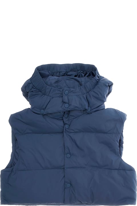 Emporio Armani for Kids Emporio Armani Blue Down Jacket With Detachable Hood And Bib In Tech Fabric Boy