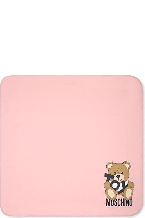 Accessories & Gifts for Baby Boys Moschino Pink Blancket For Baby Girl With Teddy Bear