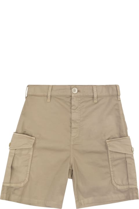 Bottoms for Boys Brunello Cucinelli Garment-dyed American Pima Comfort Cotton Gabardine Bermuda Shorts With Cargo Pockets