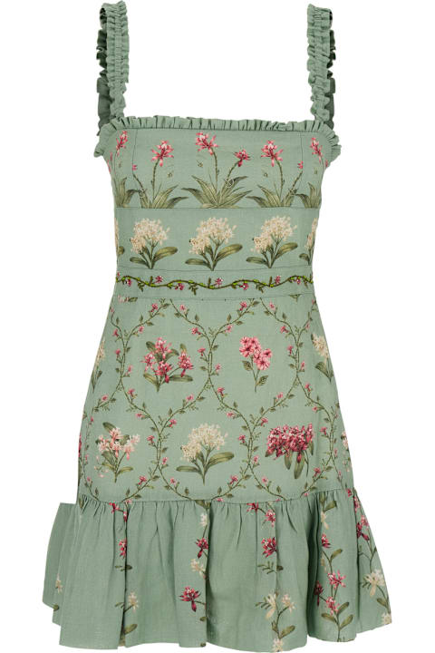 Agua by Agua Bendita Dresses for Women Agua by Agua Bendita 'nieve' Green Long Dress With All-over Floral Print In Linen Woman